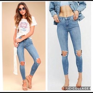 Free people high rise busted knee jeans 25
